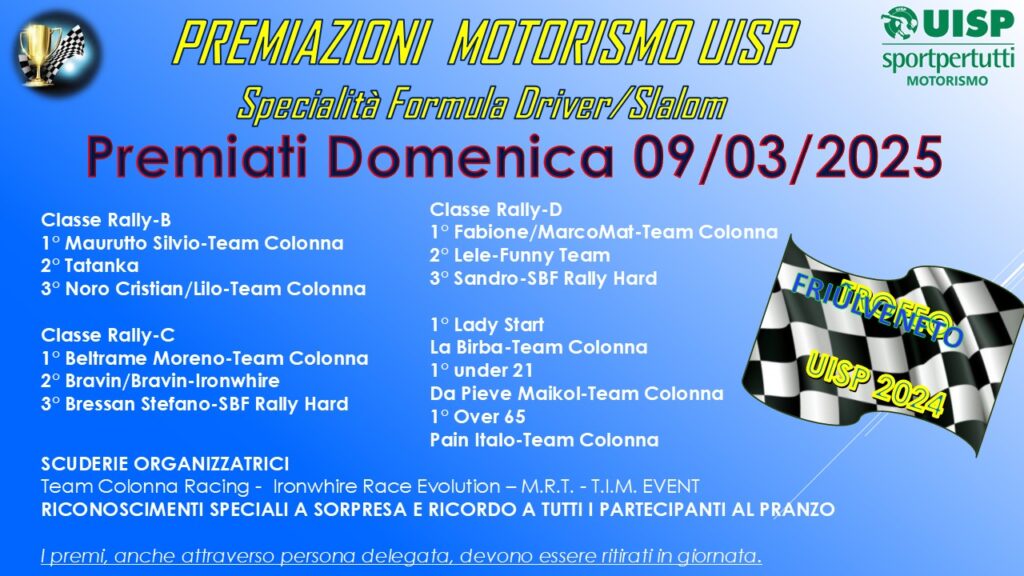 Premiazioni UISP stagione 2024 09/03/2025