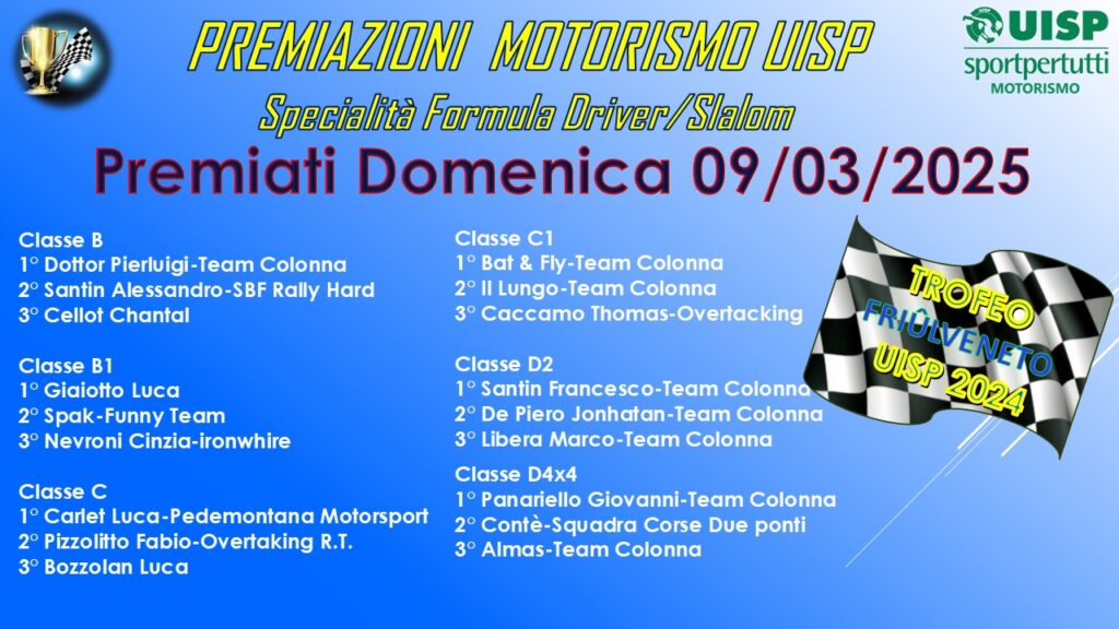 Premiazioni UISP stagione 2024 09/03/2025